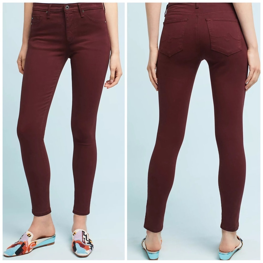 Adriano Goldschmied skinny jeans abbey ankle burgundy Anthropologie size 25